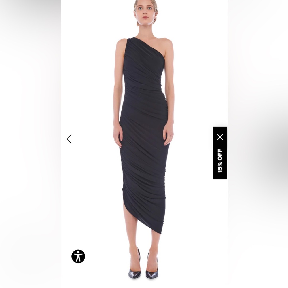 Norma Kamali Black One-Shoulder Diana Dress